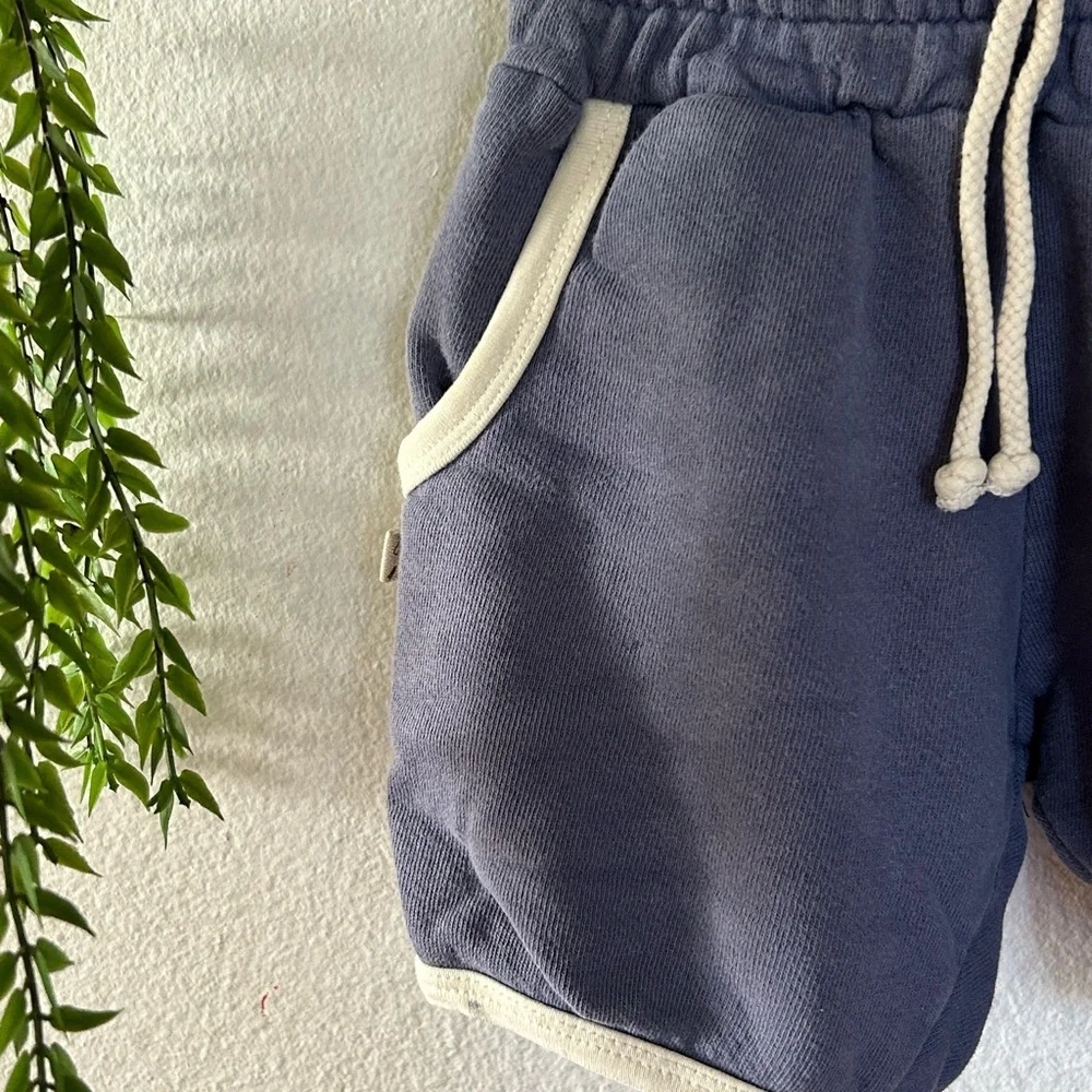 Childhoods Clothing Company retro Navy shorts, curved hems, thick terry cloth 5 - Picture 2 of 7